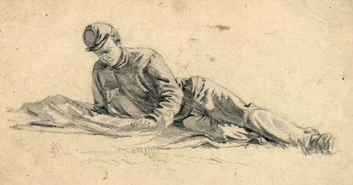 Civil War: Soldier, 1863. /Nan American Soldier Reading News From Home. Drawing By Edwin Forbes, 1863. Poster Print by Granger Collection - Item # VARGRC0268766