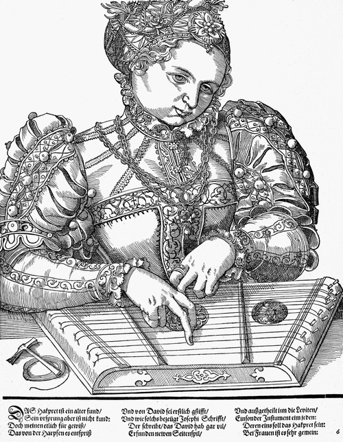 Zither Player, 16Th Century. /Ngerman Woodcut By Tobias Stimmer (1539-1584). Poster Print by Granger Collection - Item # VARGRC0042712