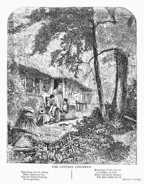Cottage Scene, C1870. /N'The Cottage Children.' Wood Engraving, American, C1870. Poster Print by Granger Collection - Item # VARGRC0093630