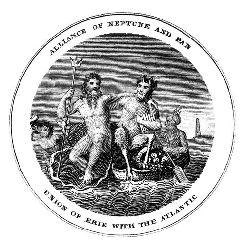 Erie Canal Official Badge. /Nused At The Canal Celebration In 1825. Line Engraving, 1825. Poster Print by Granger Collection - Item # VARGRC0076545