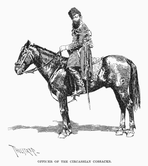 Russian Cossack Officer. /Nofficer Of The Russian Circassian Cossacks. Pen-And-Ink Drawing, 1890, By Thure De Thulstrup. Poster Print by Granger Collection - Item # VARGRC0095747