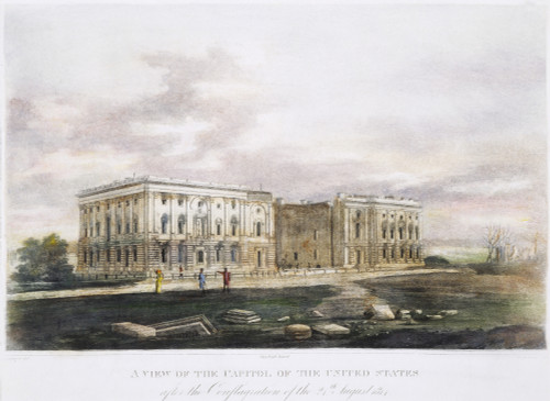 Burnt U.S. Capitol, 1814. /Nthe U.S. Capitol After The Burning Of Washington, D.C. By The British In 1814. Aquatint Engraving By William Strickland After George Munger, C1815. Poster Print by Granger Collection - Item # VARGRC0045430 Burnt U.S. Capitol, 1814. /Nthe U.S. Capitol After The Burning Of Washington, D.C. By The British In 1814. Aquatint Engraving By William Strickland After George Munger, C1815. Poster Print by Granger Collection - Item # VARGRC0045430