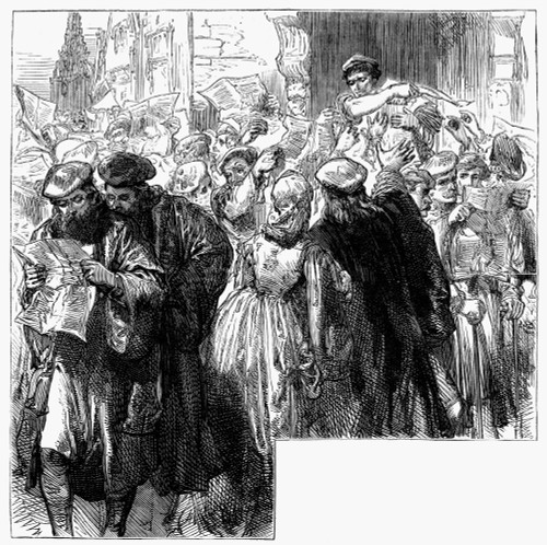 Protestant Reformation. /Ntownspeople Buying Martin Luther'S Tracts At The Printing Office In Wittenberg, Germany. Wood Engraving, 19Th Century. Poster Print by Granger Collection - Item # VARGRC0078631 Protestant Reformation. /Ntownspeople Buying Martin Luther'S Tracts At The Printing Office In Wittenberg, Germany. Wood Engraving, 19Th Century. Poster Print by Granger Collection - Item # VARGRC0078631