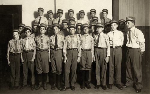 Hine: Child Labor, 1910. /Nmessenger Boys At The Main Office Of The Postal Telegraph Co. In New York City. Photograph By Lewis Hines In July 1910. Poster Print by Granger Collection - Item # VARGRC0166752