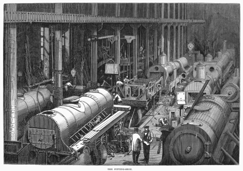 Locomotive Factory, 1864. /Nthe Fitting Room Of Stephenson'S Locomotive Manufactory At Newcastle-On-Tyne, England./Nwood Engraving, English, 1864. Poster Print by Granger Collection - Item # VARGRC0089399
