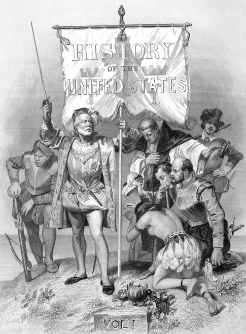 Landing Of Columbus, 1492. /Nthe Landing Of Christopher Columbus In The New World, 12 October 1492. Steel Engraving, American, 1858, After A Painting By Alonzo Chappel. Poster Print by Granger Collection - Item # VARGRC0000131