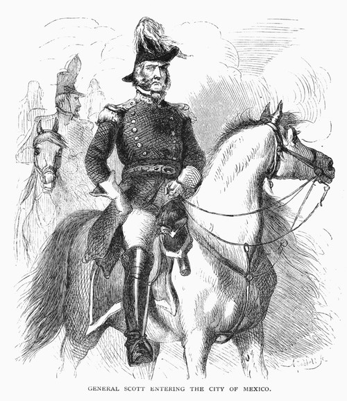 Winfield Scott (1786-1866). /Namerican Army Officer. Scott Entering Mexico City During The Mexican-American War, 1847. Wood Engraving, 19Th Century. Poster Print by Granger Collection - Item # VARGRC0090375