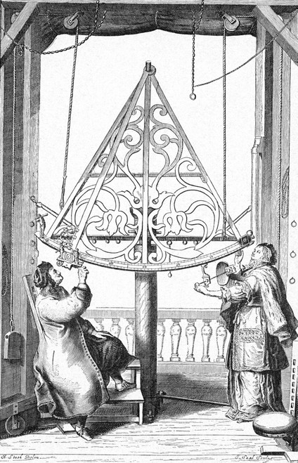 Johannes Hevelius /N(1611-1687). Polish Astronomer. Hevelius And His Wife Observing The Heavens. Copper Engraving From Hevelius'S 'Machina Coelestis,' 1673. Poster Print by Granger Collection - Item # VARGRC0044149