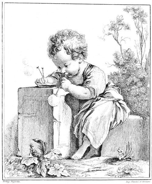 Child Blowing Soap Bubbles./Netching, 1751, After Francois Boucher. Poster Print by Granger Collection - Item # VARGRC0076683