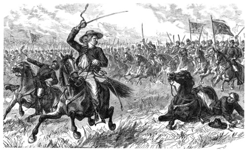 George Custer (1839-1876). /Namerican Army Officer. Leading A Cavalry Charge At The Battle Of Aldie, Virginia, During The American Civil War, 17 June 1863: Wood Engraving, 19Th Century. Poster Print by Granger Collection - Item # VARGRC0067082 George Custer (1839-1876). /Namerican Army Officer. Leading A Cavalry Charge At The Battle Of Aldie, Virginia, During The American Civil War, 17 June 1863: Wood Engraving, 19Th Century. Poster Print by Granger Collection - Item # VARGRC0067082
