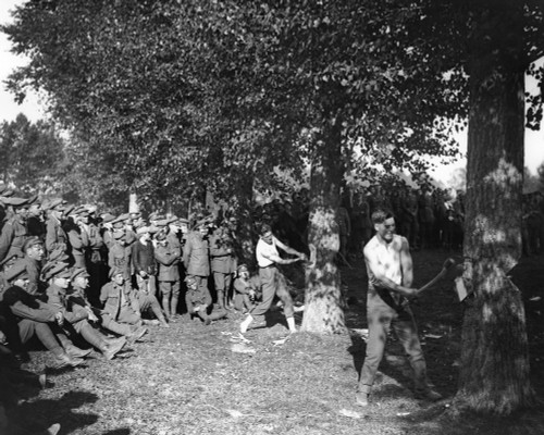World War I: France. /Namerican Soldiers In France Competing To Chop Down Trees While In France During World War I. Photograph, C1918. Poster Print by Granger Collection - Item # VARGRC0183883 World War I: France. /Namerican Soldiers In France Competing To Chop Down Trees While In France During World War I. Photograph, C1918. Poster Print by Granger Collection - Item # VARGRC0183883