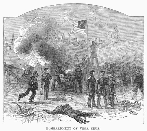 Mexican War: Vera Cruz. /Nbombardment Of Vera Cruz, Mexico, During The Mexican-American War. March 1847. Line Engraving, 19Th Century. Poster Print by Granger Collection - Item # VARGRC0090388