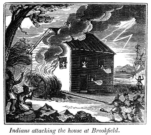 Native American Attack, 1675. /Nnative Americans Attacking The Massachussetts Village Of Brookfield, 2 August 1675, During King Philip'S War. Wood Engraving, American, 1833. Poster Print by Granger Collection - Item # VARGRC0036107