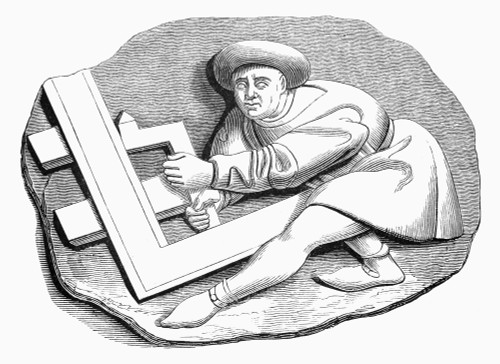Carpenter, 15Th Century. /Ncarpenter'S Apprentice Working At A Trialpiece. After A Wooden Sculpture From Rouen Cathedral, 15Th Century. Poster Print by Granger Collection - Item # VARGRC0001871
