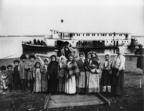 Russia: Riverboat, 1895. /Nrussian Peasants In Front Of A Sternwheel Steamboat On The Ussuri River, Iman, Russia. Photographed By William Henry Jackson, 1895. Poster Print by Granger Collection - Item # VARGRC0109170