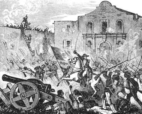 Texas: The Alamo, 1836. /Nthe Storming Of The Alamo At San Antonio, Texas, 23 February 1836 By General Santa Anna And His Troops. American Engraving, 19Th Century. Poster Print by Granger Collection - Item # VARGRC0004526