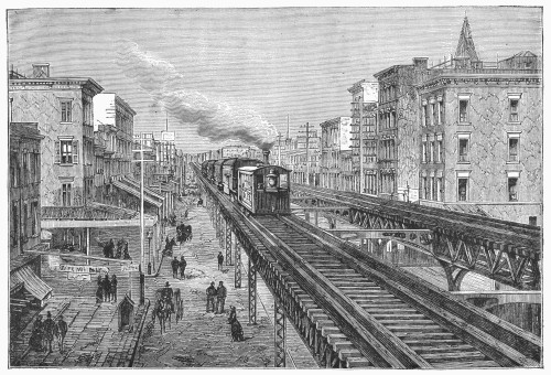 New York: El Train, 1878. /Nnew York City'S First Municipal Elevated Railroad, Running From The Battery To Central Park. Wood Engraving, French, C1878. Poster Print by Granger Collection - Item # VARGRC0092155 New York: El Train, 1878. /Nnew York City'S First Municipal Elevated Railroad, Running From The Battery To Central Park. Wood Engraving, French, C1878. Poster Print by Granger Collection - Item # VARGRC0092155