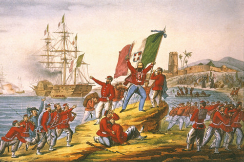 Giuseppe Garibaldi /N(1807-1882). Italian Nationalist And Military Leader. Arriving At Marsala, Sicily, With His Army Of Liberation, 11 May 1860. Contemporary Lithograph. Poster Print by Granger Collection - Item # VARGRC0023897