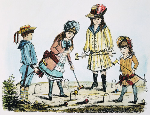 Children Playing Croquet. /Namerican Engraving, Late 19Th Century. Poster Print by Granger Collection - Item # VARGRC0007860