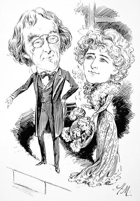 Henry Irving (1838-1905). /Nenglish Actor. Pen And Ink Caricature, Late 19Th Century, Of Sir Henry Irving With Actress Ellen Terry. Poster Print by Granger Collection - Item # VARGRC0037719