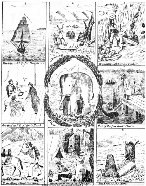 California Gold Rush, 1850. /N'Seeing The Elephant.' Popular Engraved Lettersheet Depicting Scenes Of Life During The California Gold Rush, Published At San Francisco, California, C1850. Poster Print by Granger Collection - Item # VARGRC0013864
