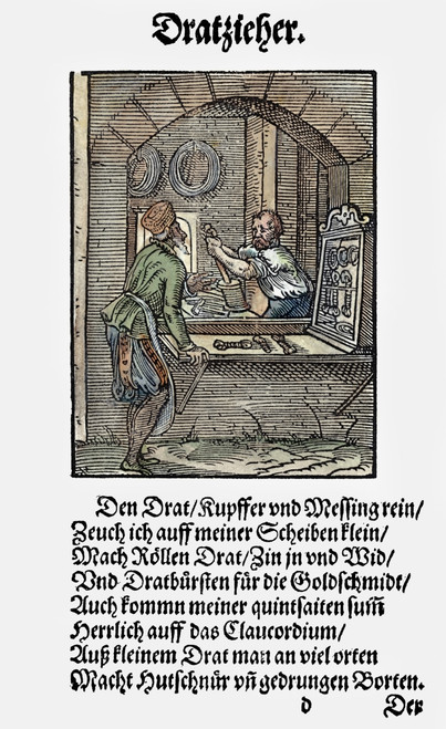 Wiredrawer, 1568. /Na Wiredrawer Manufacturing Copper And Brass Wire In His Workshop. Woodcut, 1568, By Jost Amman. Poster Print by Granger Collection - Item # VARGRC0075124