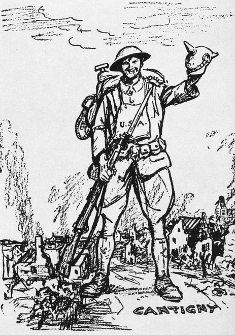 World War I: Cartoon, 1918. /Ncartoon, 1918, By Rollin Kirby On The Victory Of The U.S. 1St Division At Cantigny. Poster Print by Granger Collection - Item # VARGRC0027381