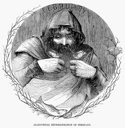 Allegory: February. /Nallegorical Representation Of February. Wood Engraving, 1853. Poster Print by Granger Collection - Item # VARGRC0096973
