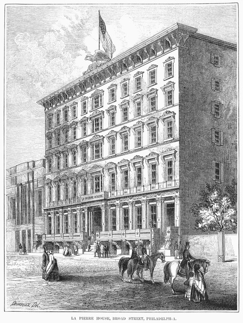 Philadelphia: Hotel, 1853. /Nla Pierre House On Broad Street Below Chestnut Street. Wood Engraving, American, 1853. Poster Print by Granger Collection - Item # VARGRC0092144