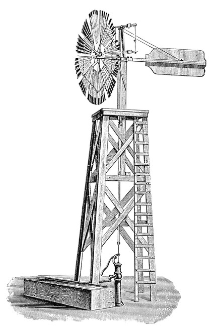 Windmill, C1880. /Namerican Halladay Windmill At Work. Line Engraving, C1880. Poster Print by Granger Collection - Item # VARGRC0032269