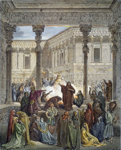 Daniel. /Ndaniel Confounding The Priests Of Bel (Bel And Dragon 7). Wood Engraving After Gustave Dor_. Poster Print by Granger Collection - Item # VARGRC0042207