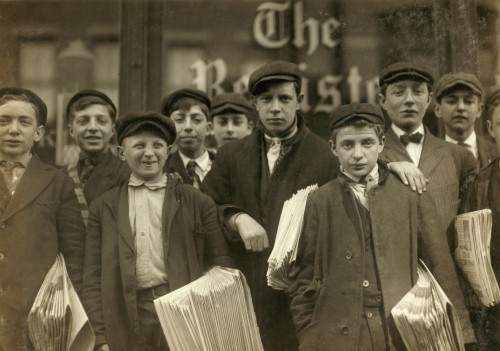 Hine: Newsboys, 1909. /Na Group Of Newsboys At Work In New Haven, Connecticut. Photograph By Lewis Hine, March 1909. Poster Print by Granger Collection - Item # VARGRC0131725