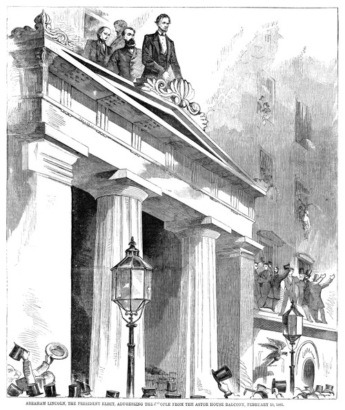 Abraham Lincoln (1809-1865). /N16Th President Of The United States. Addressing A Crowd From The Astor House In New York City On February 19, 1861. Engraving, 1861. Poster Print by Granger Collection - Item # VARGRC0350749
