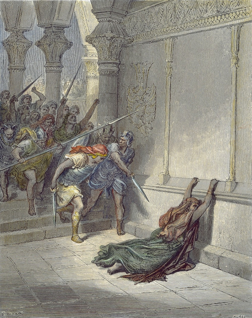 Athaliah (D. 836 B.C.). /Nqueen Of Judah, C842-836 B.C. The Death Of Athaliah (Ii Chronicles 22:10, 23:15). Wood Engraving, 19Th Century, After Gustave Dor_. Poster Print by Granger Collection - Item # VARGRC0042393