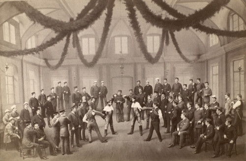 Germany: Student Duel. /Nstudent Sword Duel At The University Of Heidelberg, Germany. Photocollage, German, 1887. Poster Print by Granger Collection - Item # VARGRC0092479