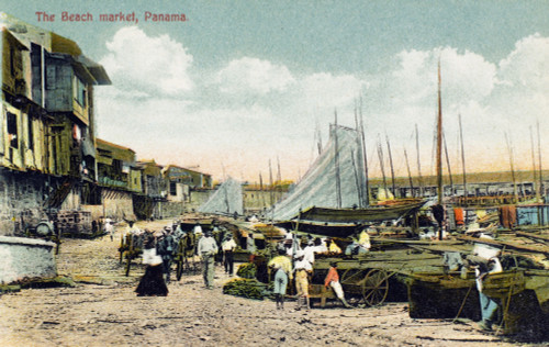 Panama City: Beach Market. /Nthe Fish Market In Panama City, Panama, On The Pacific Ocean. Postcard, C1910. Poster Print by Granger Collection - Item # VARGRC0094622