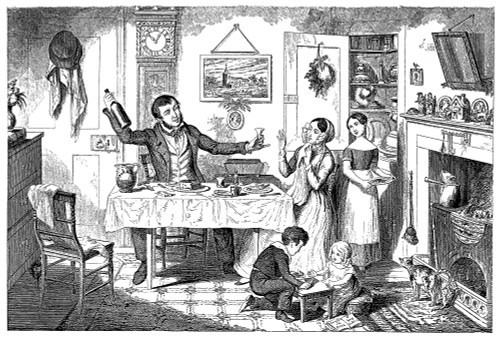 Temperance Movement, 1847. /N'The Bottle.' The Bottle Is Brought Out For The First Time: The Husband Induces His Wife To 'Just To Take A Drop.' Etching, 1847, By George Cruikshank. Poster Print by Granger Collection - Item # VARGRC0002577