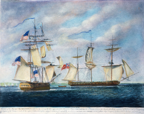 Uss Chesapeake: Battle. /Nthe Engagement Between Uss Chesapeake And Hms Shannon Off Boston Light, 1 June 1813: English Aquatint, 1813. Poster Print by Granger Collection - Item # VARGRC0061659