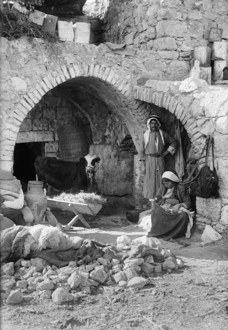 Bethlehem: Home, C1928. /Na Family Outside A Stone Home In Bethlehem. Photograph, C1928. Poster Print by Granger Collection - Item # VARGRC0131027