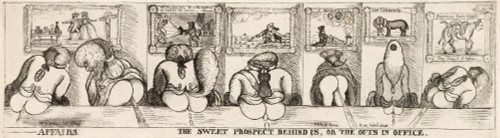 British Cartoon, 1789. /N'--Affairs. The Sweet Prospect Behind Us, Or The Outs In Office.' Etching And Aquatint Cartoon By William Dent, 1789. Poster Print by Granger Collection - Item # VARGRC0407791