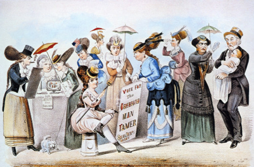 Cartoon: Women'S Rights. /N'The Age Of Brass Or The Triumph Of Woman'S Rights.' Lithograph Cartoon Satire, 1869, By Currier & Ives. Poster Print by Granger Collection - Item # VARGRC0011729