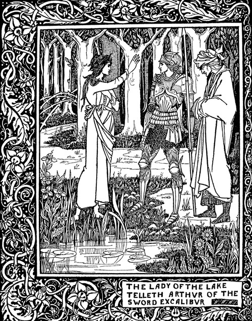 Beardsley: Morte D'Arthur. /Nking Arthur And The Strange Mantle. Drawing By Aubrey  Beardsley From An 1894 Edition Of Sir Thomas Malory'S 'Le Morte D'Arthur.'  Poster Print by Granger Collection - Item #