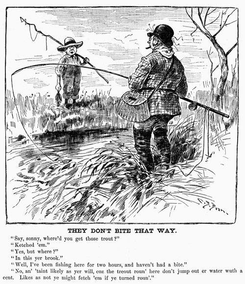 Fishing Cartoon, 1888. /N'They Don'T Bite That Way.' American Cartoon, 1888. Poster Print by Granger Collection - Item # VARGRC0101374