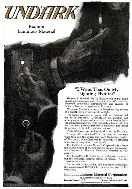 Ad: Undark, 1920. /Namerican Advertisement For Undark Radium Luminous Material. Illustration, 1920. Poster Print by Granger Collection - Item # VARGRC0433731