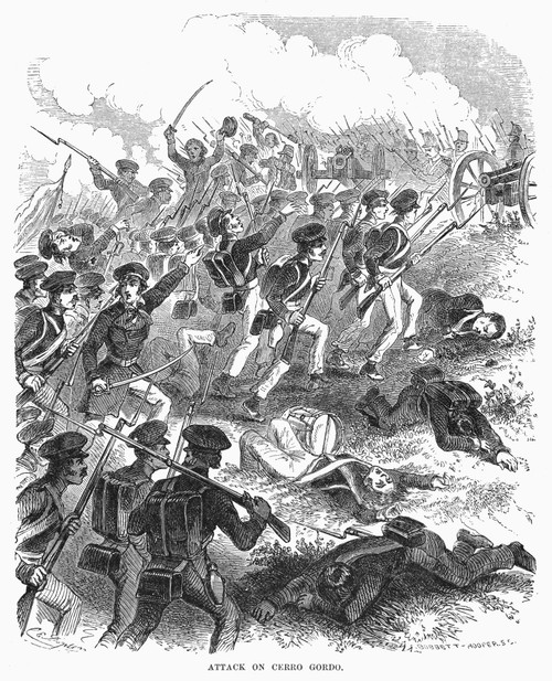 Battle Of Cerro Gordo. /Namerican Attack On Cerro Gordo, During The Mexican-American War, 17-18 April 1847. Line Engraving, 19Th Century. Poster Print by Granger Collection - Item # VARGRC0090403