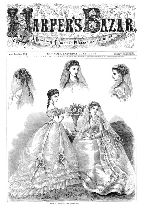 Women'S Fashion, 1868. /N'Bridal Dresses And Coiffures.' Wood Engraving From An American Newspaper, 1868. Poster Print by Granger Collection - Item # VARGRC0268527