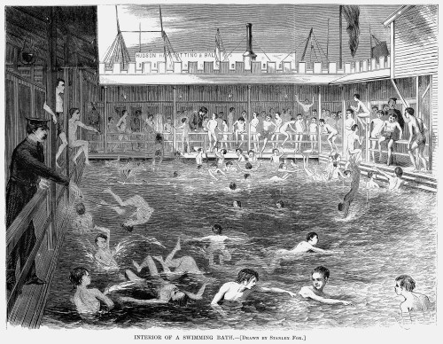 Swimming, 1870. /N'Interior Of A Swimming Bath.' Wood Engraving, American. Poster Print by Granger Collection - Item # VARGRC0055204