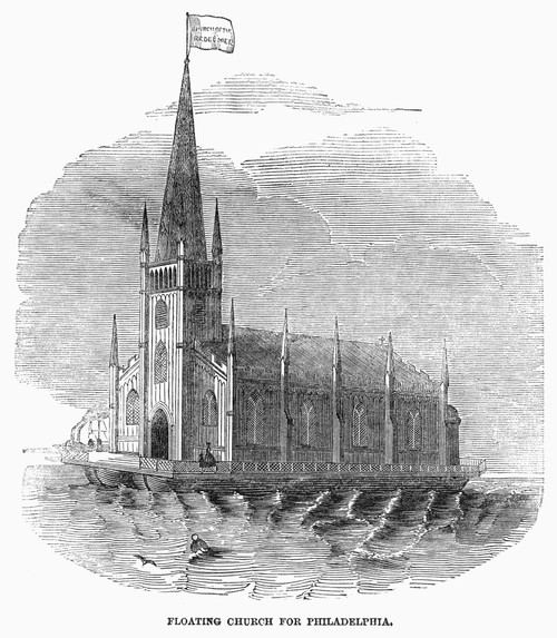 Floating Church, 1849. /Nfloating A Church To Philadelphia, Pennsylvania. Wood Engraving, English, 1849. Poster Print by Granger Collection - Item # VARGRC0091549