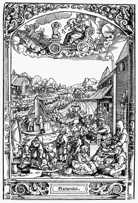 Children Of Planet Saturn. /Nallegoric Representation Of The Life Of The Children Of The Planet Saturn. Woodcut, German, 16Th Century. Poster Print by Granger Collection - Item # VARGRC0014556