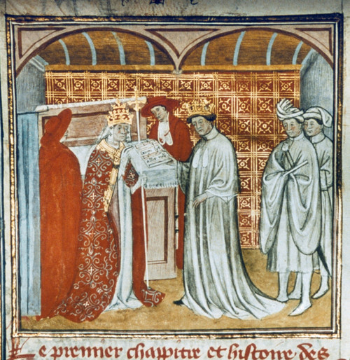 King Robert Ii Of France. /N(970?-1031). King Of France, 996-1031, With Pope Gregory V. French Manuscript Illumination, 15Th Century. Poster Print by Granger Collection - Item # VARGRC0050452